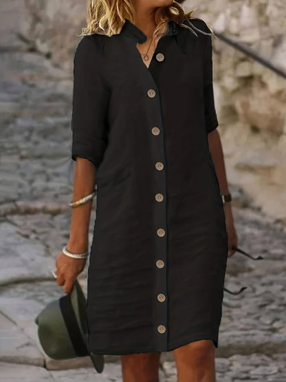 LP | Elegant casual women's midi button-down dress