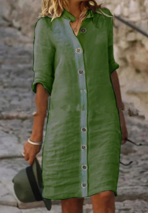 LP | Elegant casual women's midi button-down dress