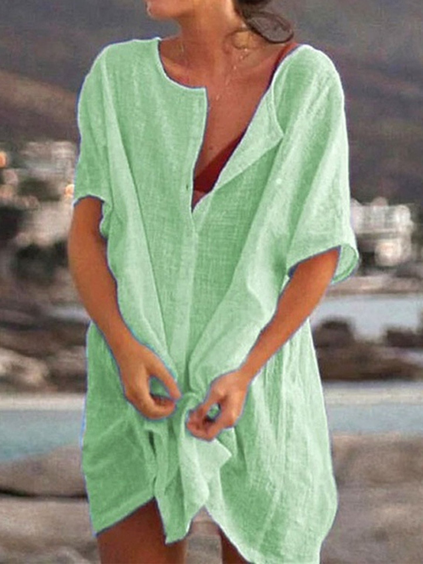 LP | Loose-fitting cotton and linen women's dress