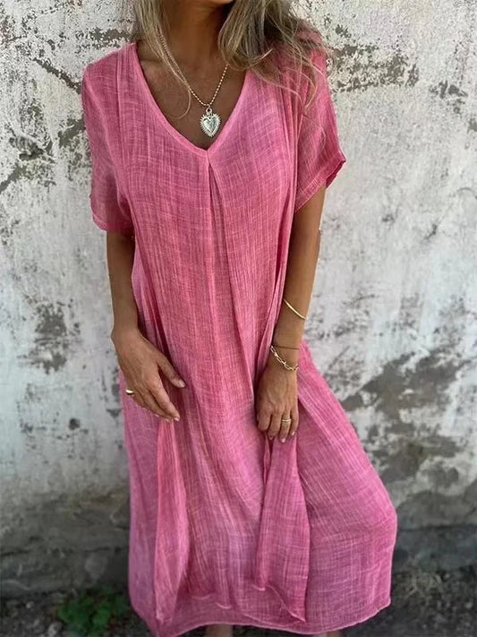 LP | Cotton and linen v-neck midi dress