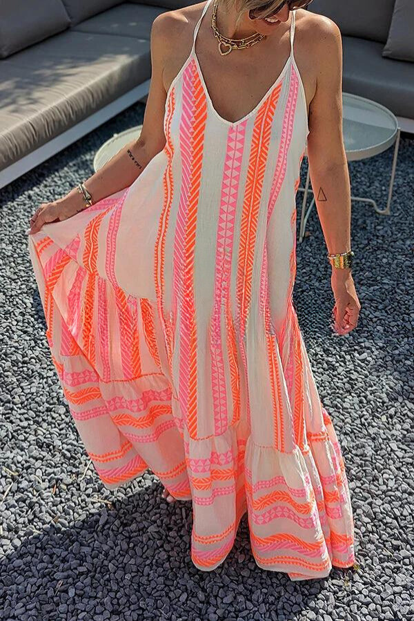 LP | Maxi cami dress with ethnic print