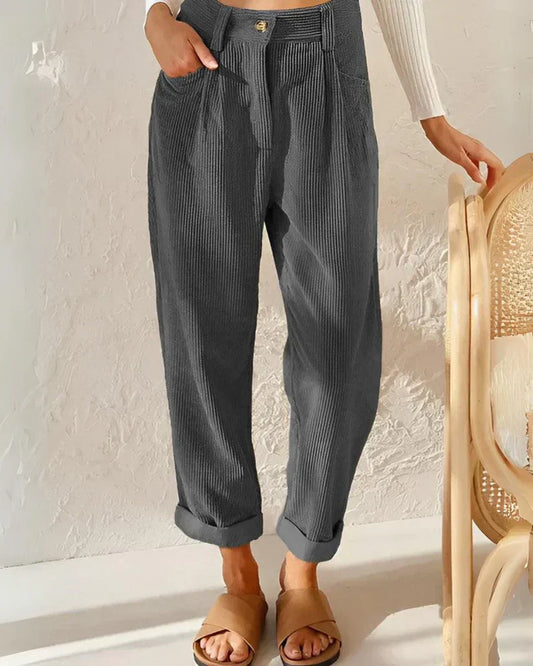 Straight-cut high-waisted pants for women