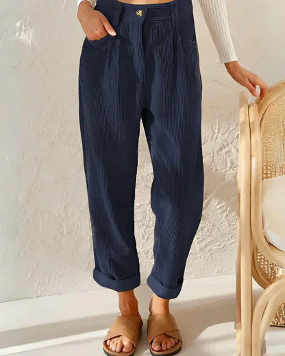 Straight-cut high-waisted pants for women