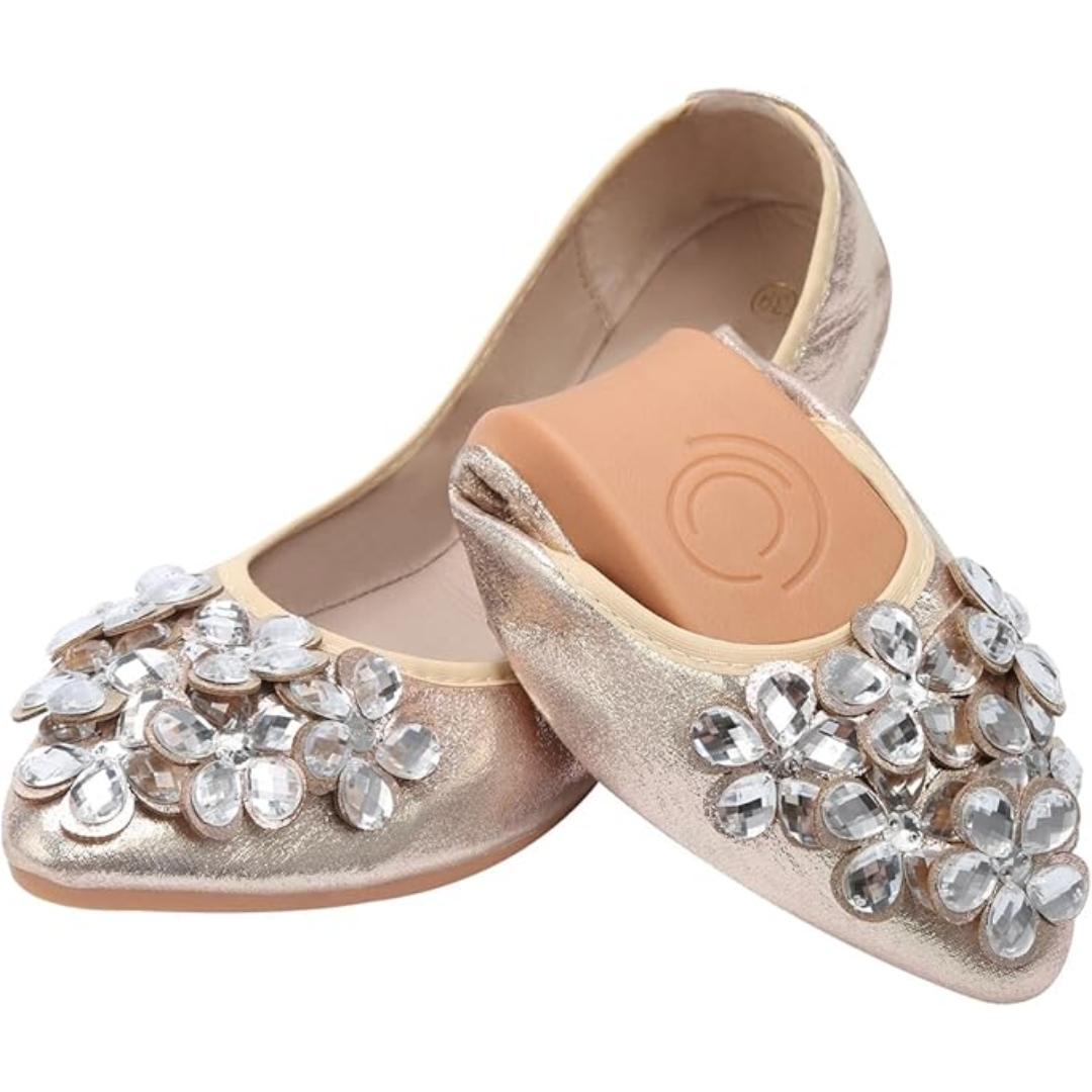 Sequined rhinestone ballerinas - Yelena