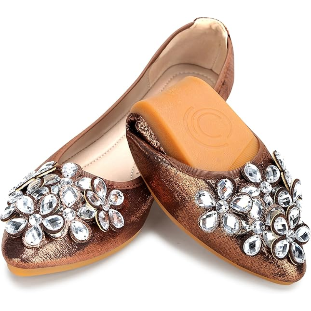 Sequined rhinestone ballerinas - Yelena