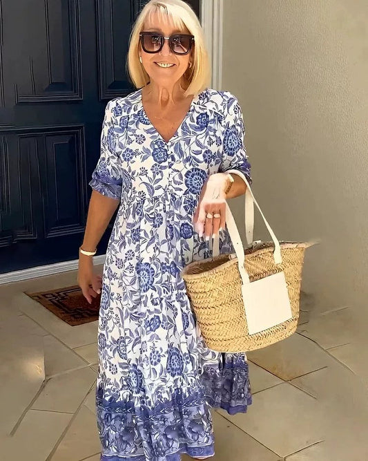 BOHEMIAN DRESS WITH V-NECK