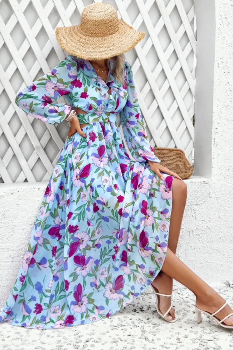 Valena | Florals Print Long Sleeve Dress