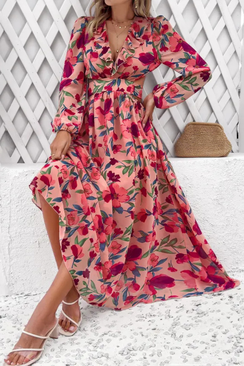 Valena | Florals Print Long Sleeve Dress