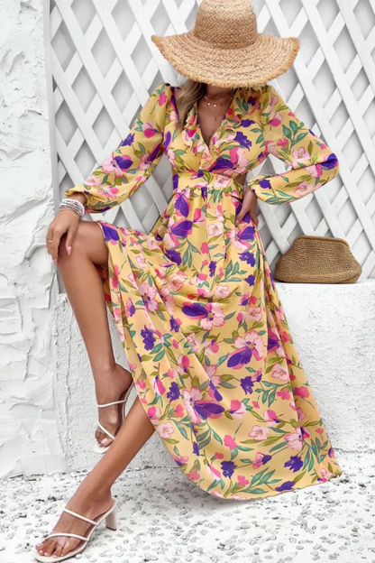 Valena | Florals Print Long Sleeve Dress