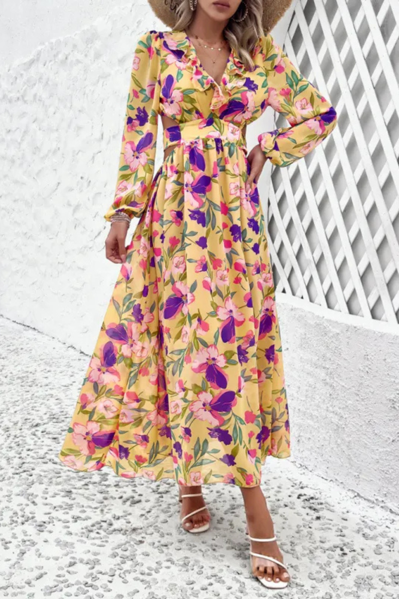 Valena | Florals Print Long Sleeve Dress