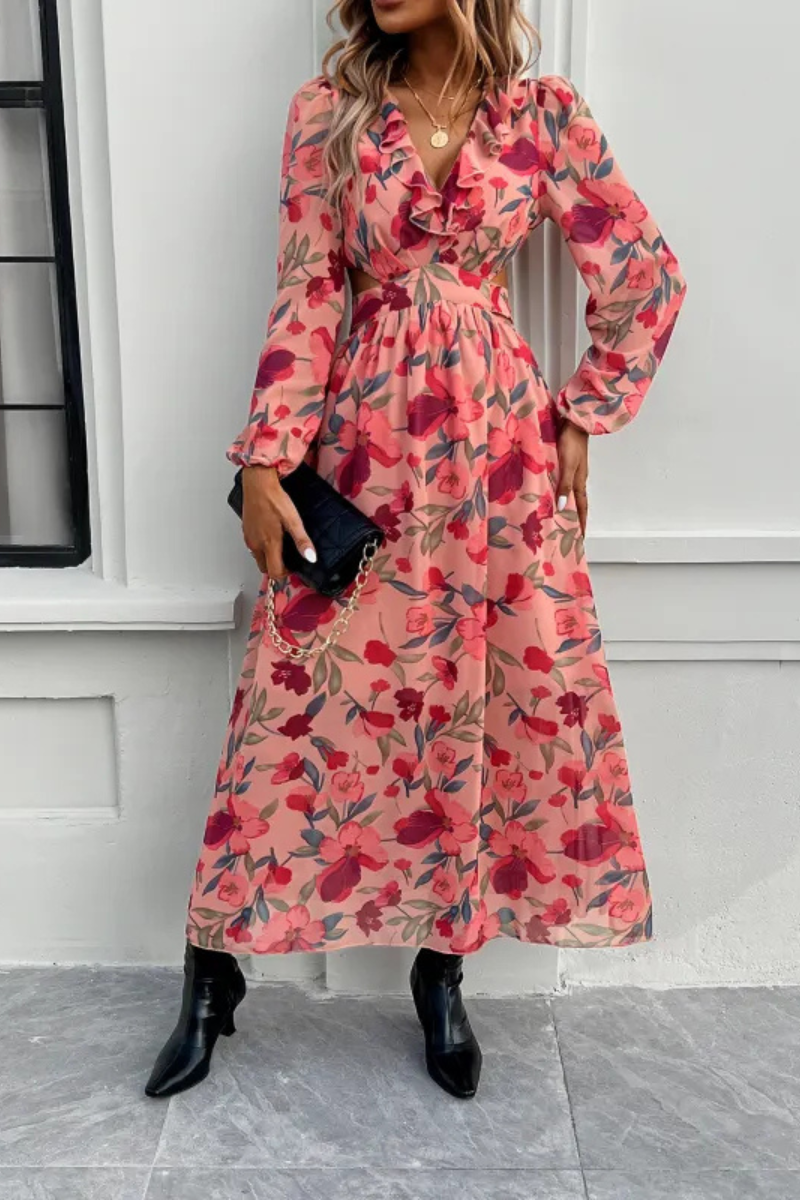 Valena | Florals Print Long Sleeve Dress