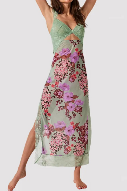 Vionette | Flowers V-neck Lace Shoulder strap Dress