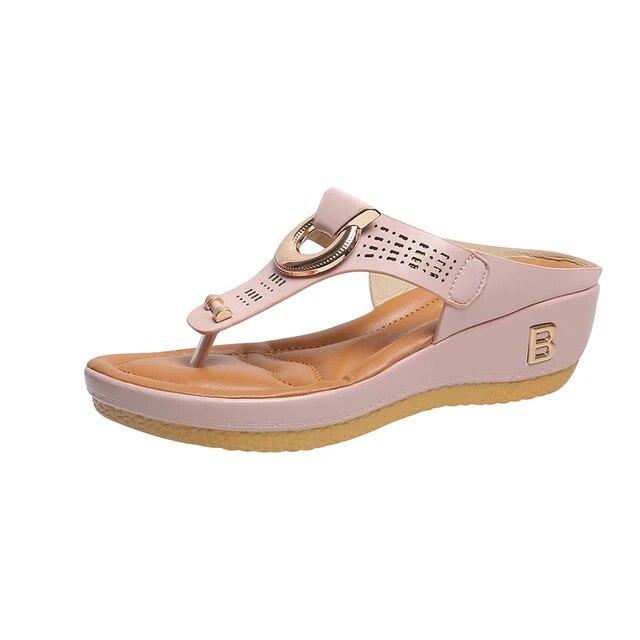 ADELAIDE - Leather Wedge Sandals