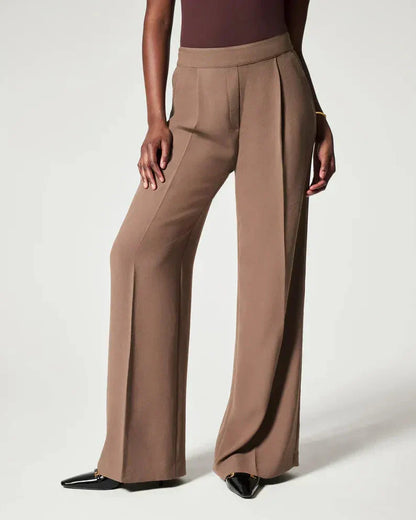 Wide pleated pants for women
