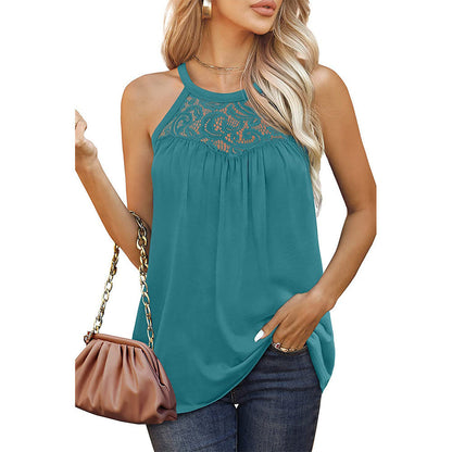 LP | Loose-fitting tank tops in summer lace Halter Tops Sleeveless Shirts