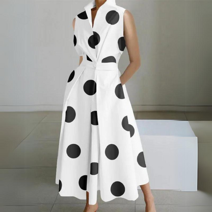 LP | Sleeveless Polka Dot Midi Dress