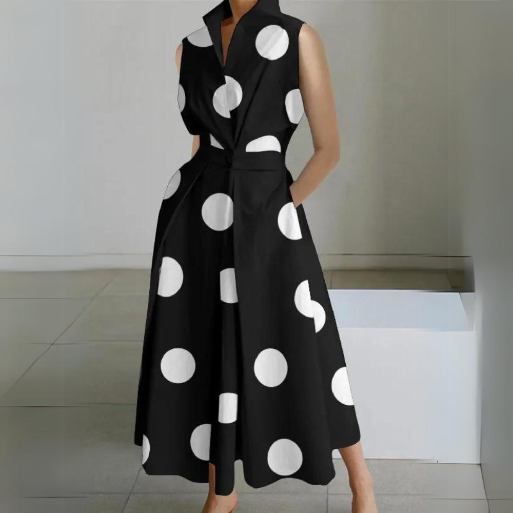LP | Sleeveless Polka Dot Midi Dress