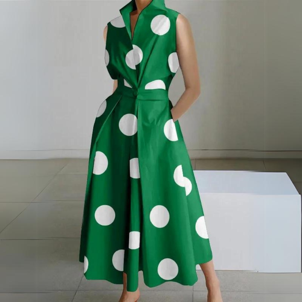 LP | Sleeveless Polka Dot Midi Dress