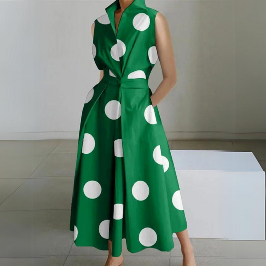 LP | Sleeveless Polka Dot Midi Dress