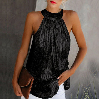 Sandra - Metallic halter top for women - Elegant and modern