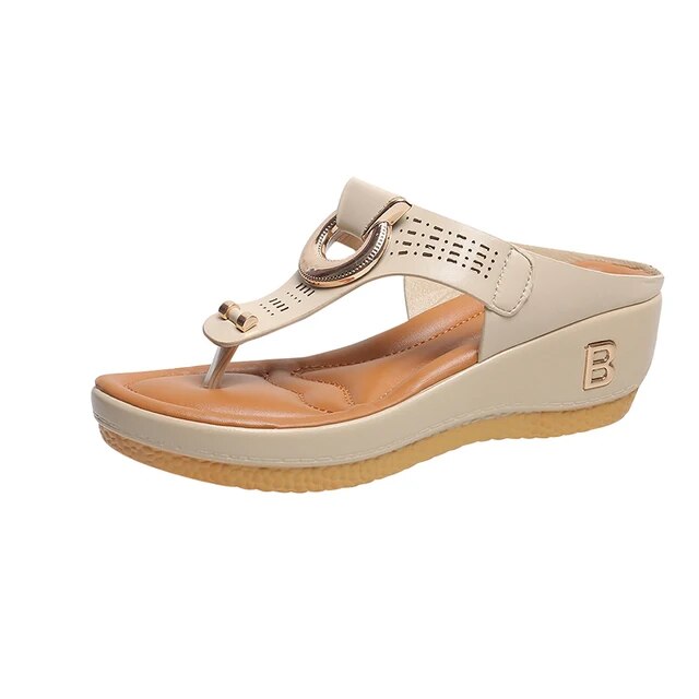 ADELAIDE - Leather Wedge Sandals