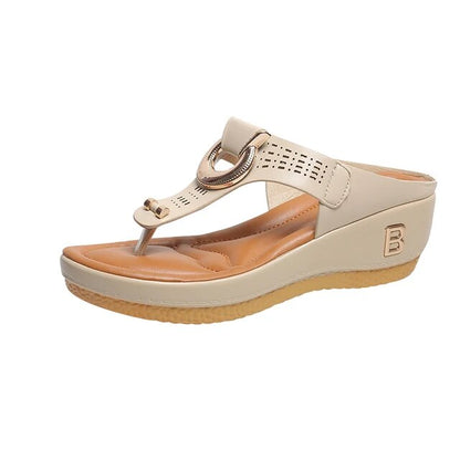 ADELAIDE - Leather Wedge Sandals