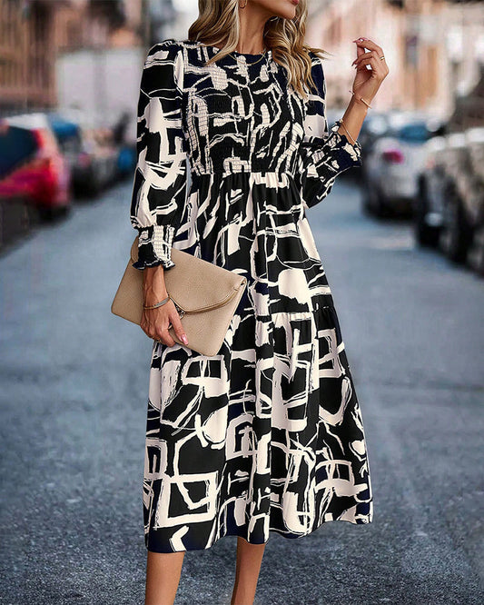 LP | Elegant - In cotton blend with printed pattern and lantern sleeves, perfect for spring and fall.