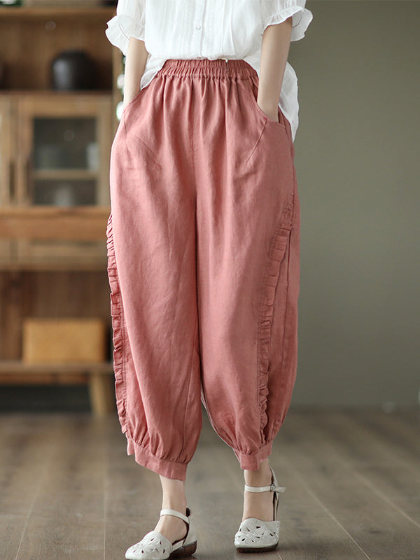 Short harem pants with ruffles