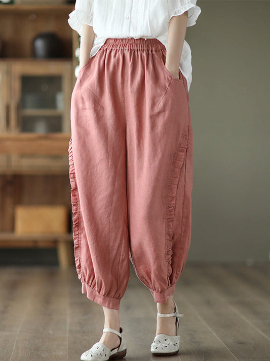 Short harem pants with ruffles