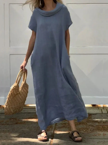 LP | Linen dress with welt pockets