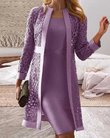 LP | Two-piece set - lace cardigan dress for women