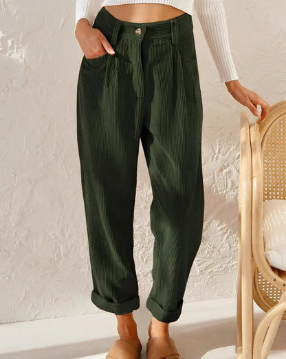 Straight-cut high-waisted pants for women
