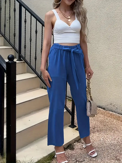 plain casual pants with tie