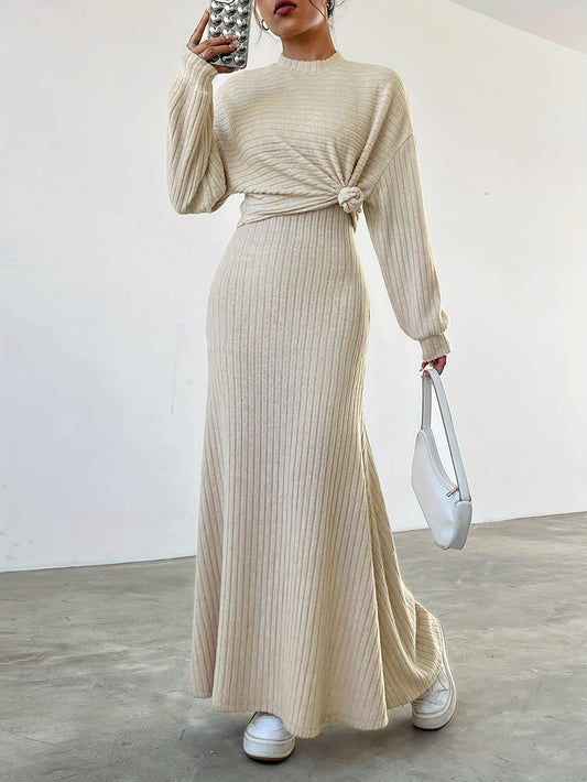 LP | Long sleeve top with round neckline and maxi dress for women Perfect for fall and winter