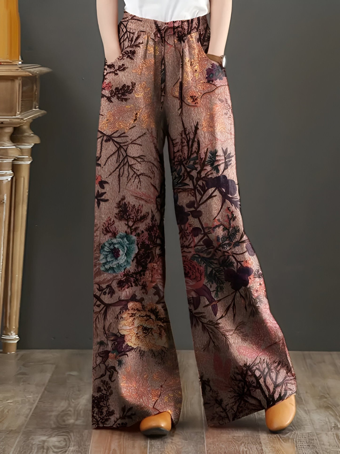 Honoria | Effortless floral wide-leg pants