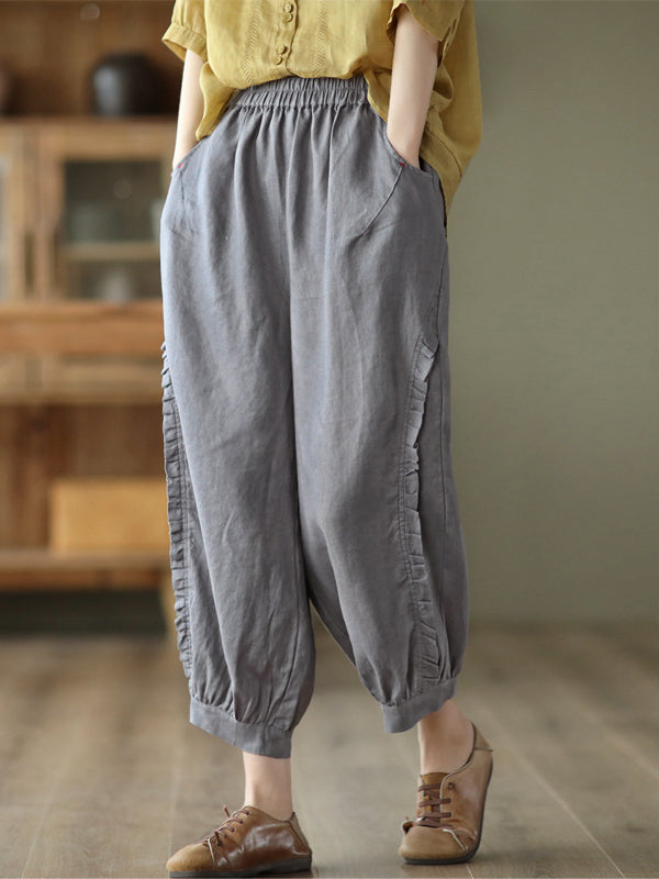 Short harem pants with ruffles