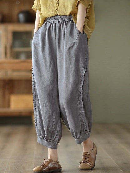Short harem pants with ruffles