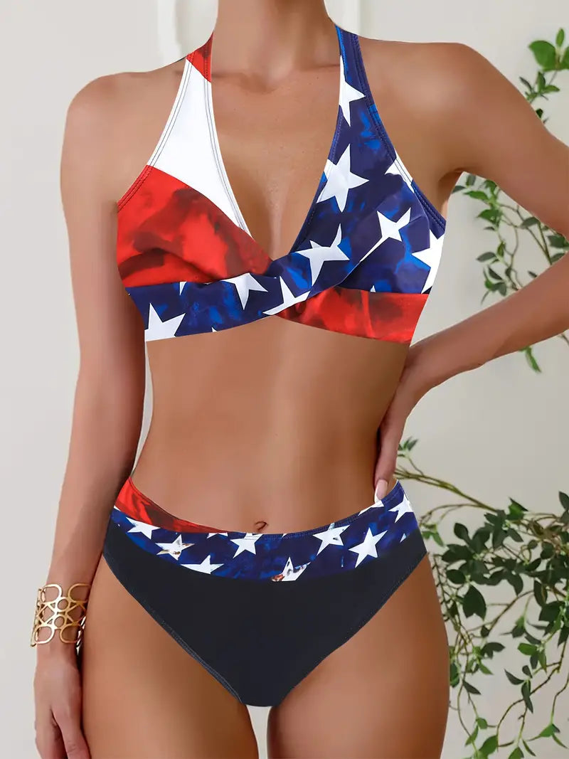Stylish Halter Cross Bikini
