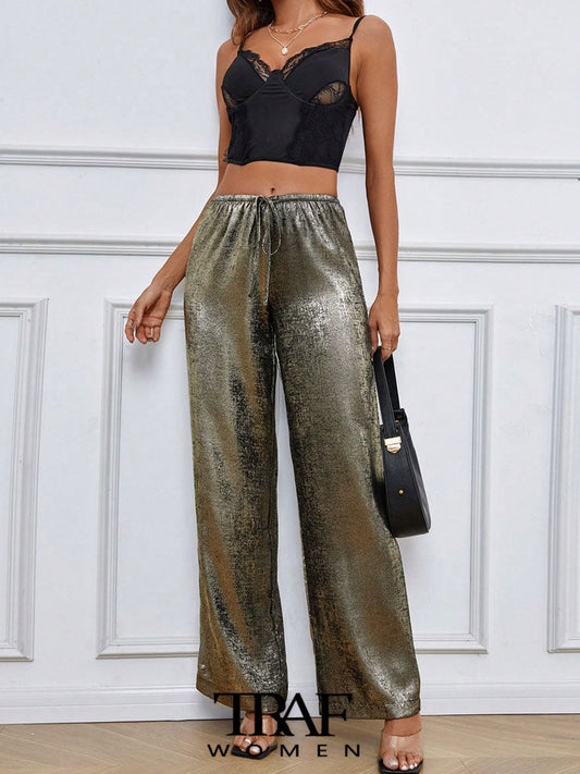 Traf Metallic pants for ladies