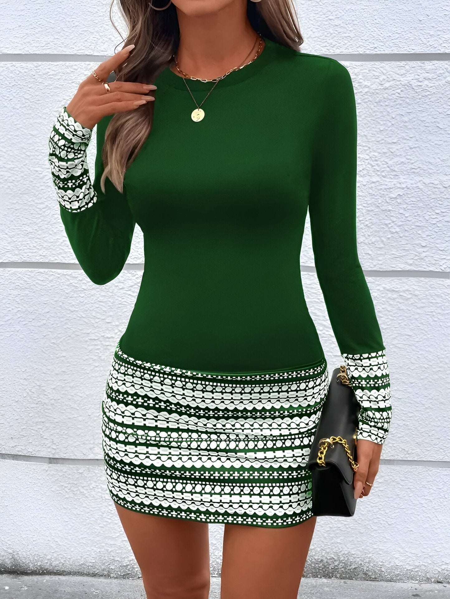 LP | Striped bodycon mini dress with round neckline