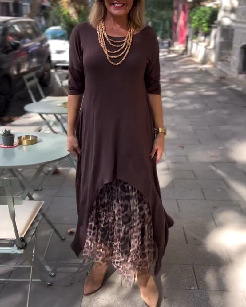 LD Dress long-sleeve one-color irregular