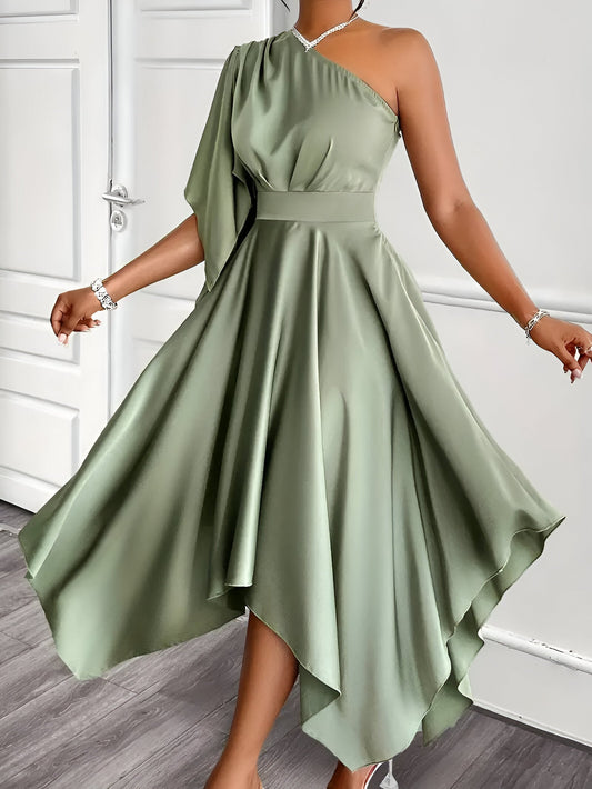 LP | Elegant one-shoulder asymmetrical peplum dress