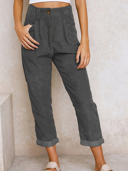 Corduroy pants with straight legs for ladies