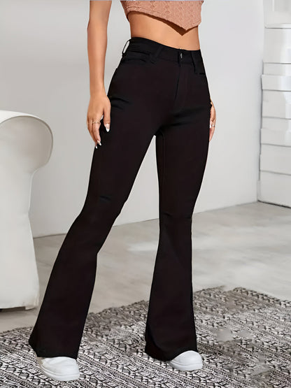 Ludka | High-waisted, flared stretch moustache jeans