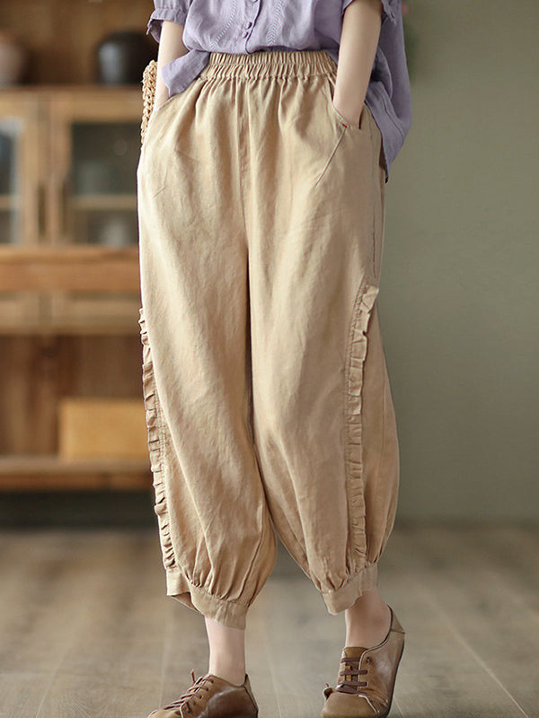 Short harem pants with ruffles