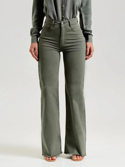 Frayed flare pants for women
