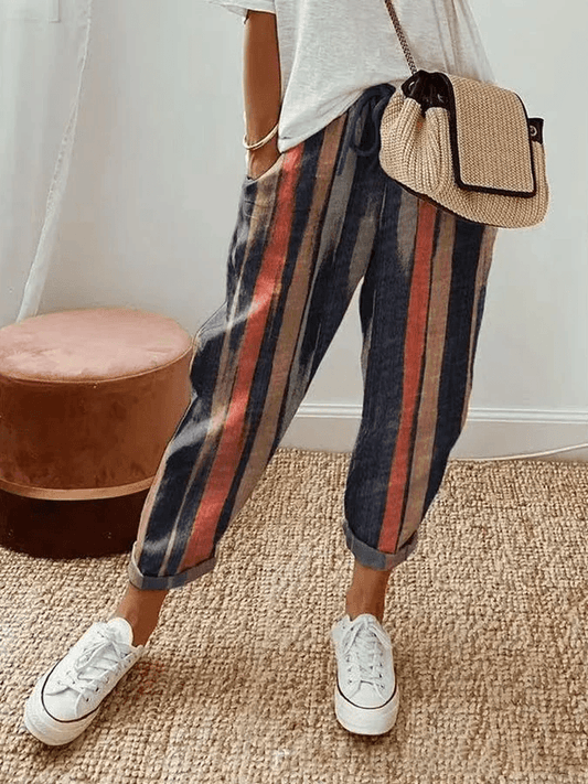 Classic-elegant striped leisure pants