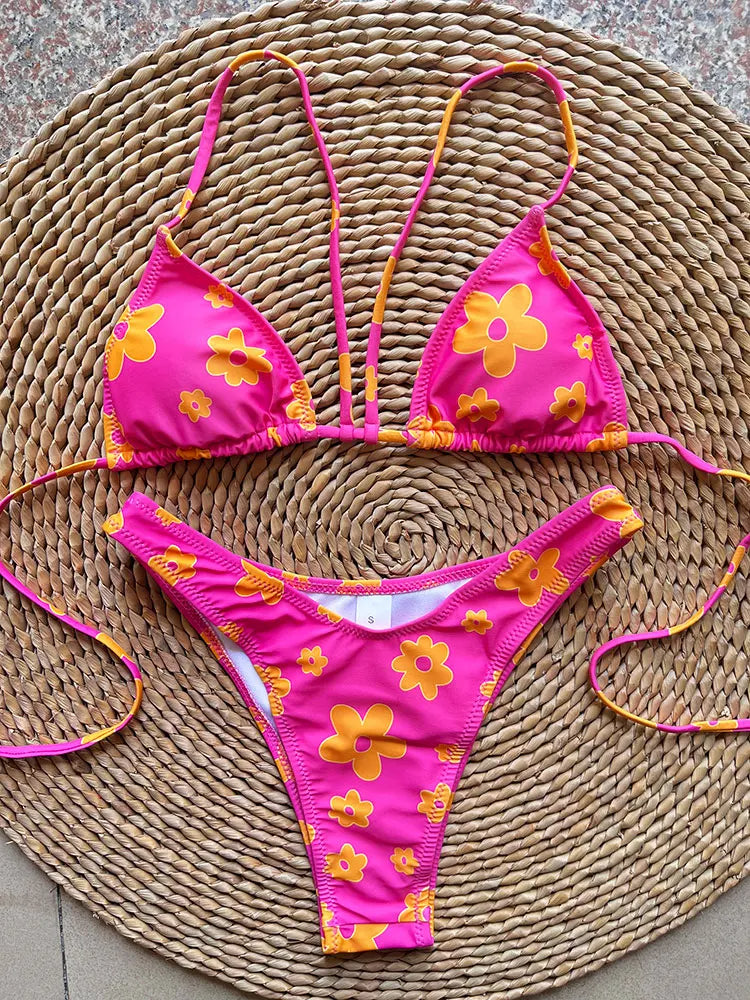 SoSoof Floral Print Brazilian Bikini