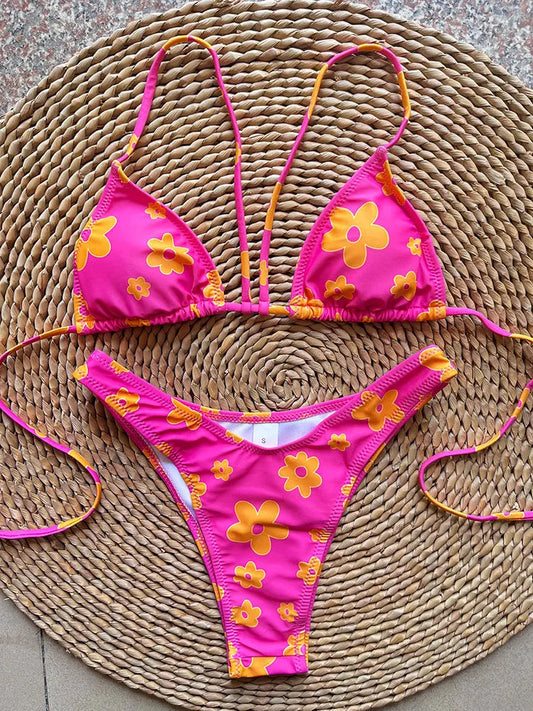 SoSoof Floral Print Brazilian Bikini