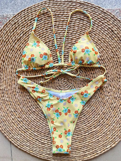 SoSoof Floral Print Brazilian Bikini